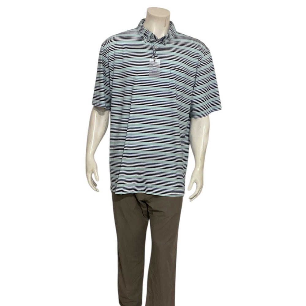 Peter Millar Men’s Blue Striped Polo Shirt